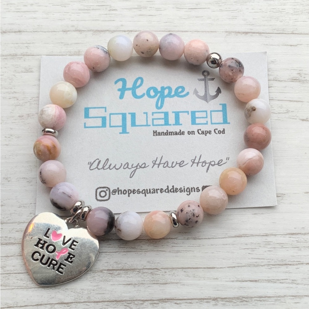 Breast cancer awareness beaded pink Opal bracelet!